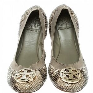 Tory Burch Green/Grey Embossed Snakeskin Leather Caroline Ballet Flats.Size 9M🌴